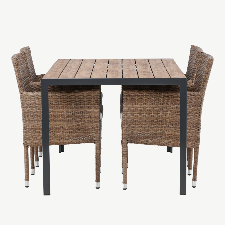 Ristkülikukujuline aiakomplekt Break, must alumiiniumraam ja beežist kunstrotangist toolid, 150×90 cm, GR23335 – 7