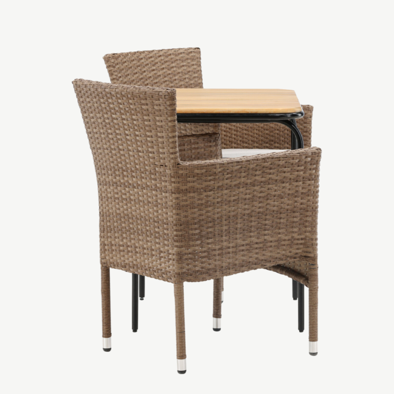 Ristkülikukujuline aiamööbli komplekt Holmbeck (akaatsiapuit, kunstrotangist toolid) - GR23389