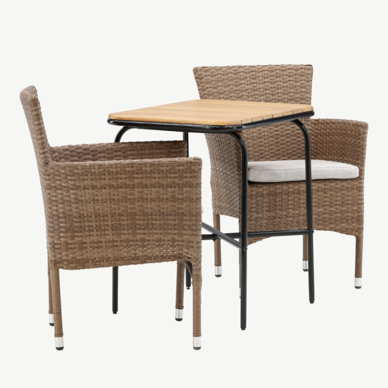 Ristkülikukujuline aiamööbli komplekt Holmbeck (akaatsiapuit, kunstrotangist toolid) - GR23389