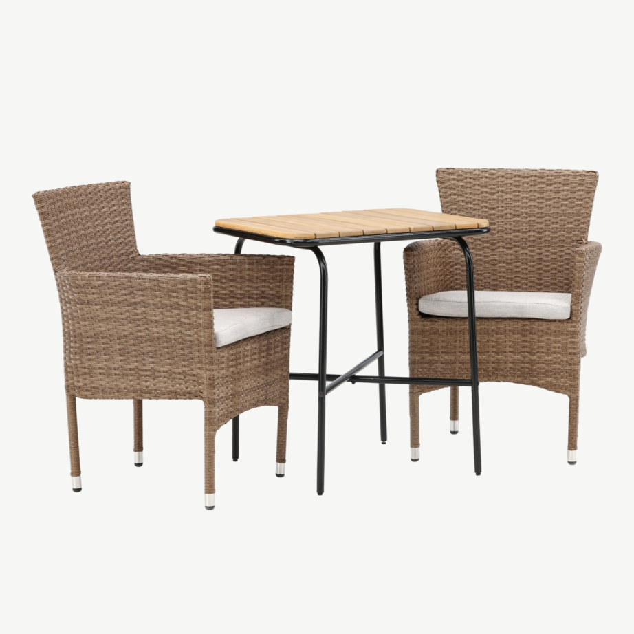 Ristkülikukujuline aiamööbli komplekt Holmbeck (akaatsiapuit, kunstrotangist toolid), GR23389 – 4