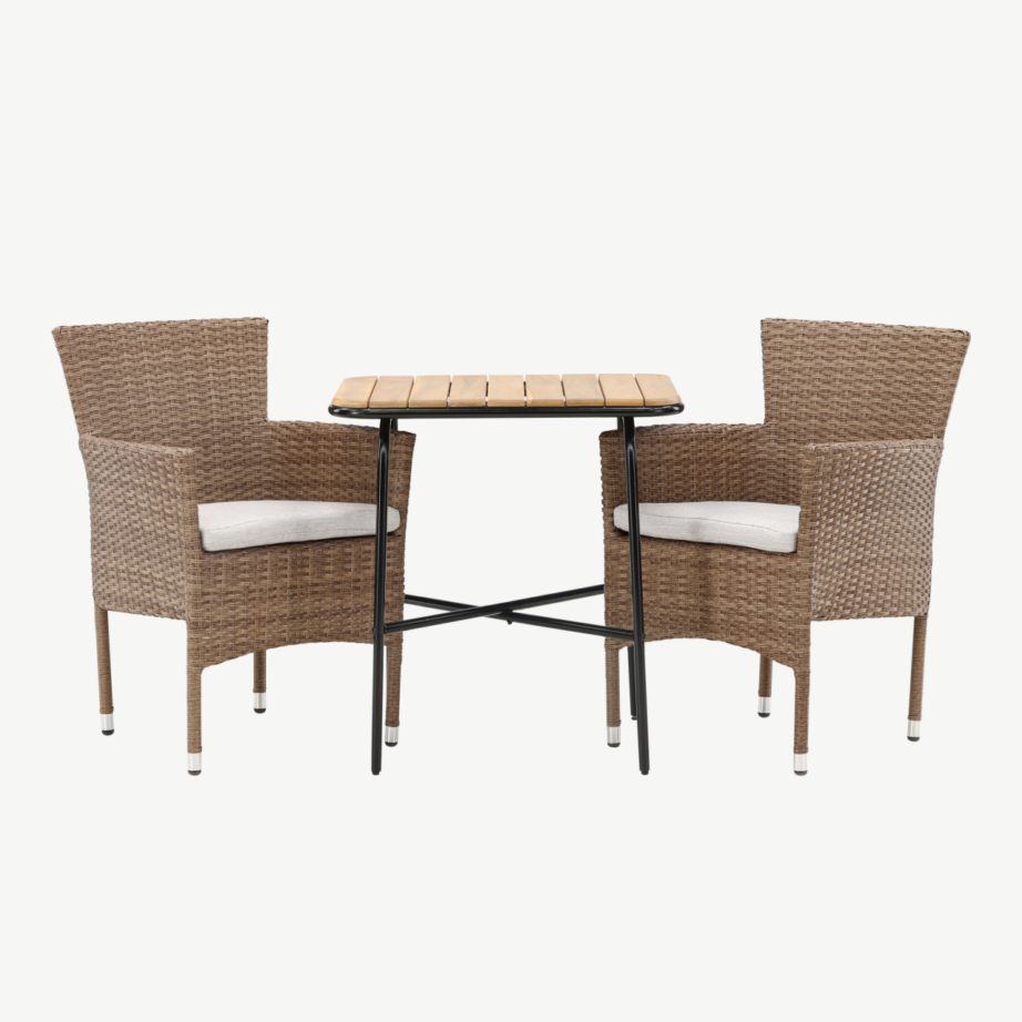 Ristkülikukujuline aiamööbli komplekt Holmbeck (akaatsiapuit, kunstrotangist toolid), GR23389 – 5