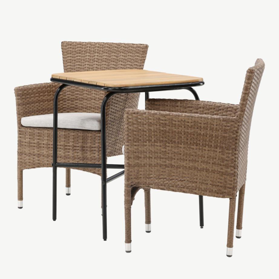 Ristkülikukujuline aiamööbli komplekt Holmbeck (akaatsiapuit, kunstrotangist toolid), GR23389 – 6