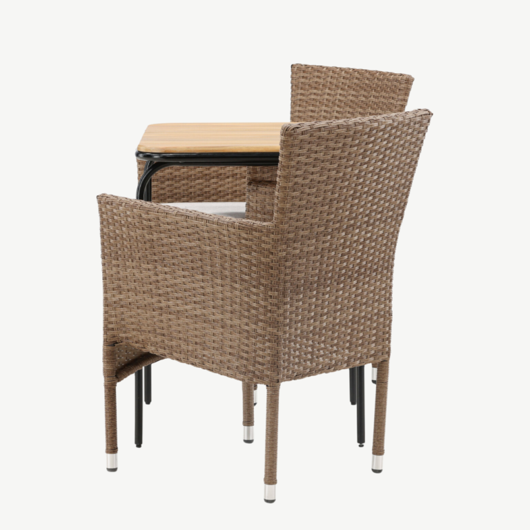 Ristkülikukujuline aiamööbli komplekt Holmbeck (akaatsiapuit, kunstrotangist toolid) - GR23389