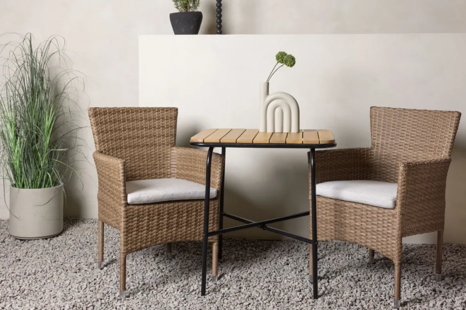 Ristkülikukujuline aiamööbli komplekt Holmbeck (akaatsiapuit, kunstrotangist toolid), GR23389 – 8