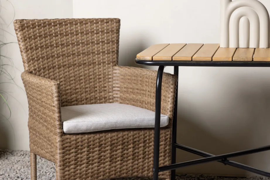 Ristkülikukujuline aiamööbli komplekt Holmbeck (akaatsiapuit, kunstrotangist toolid), GR23389 – 9