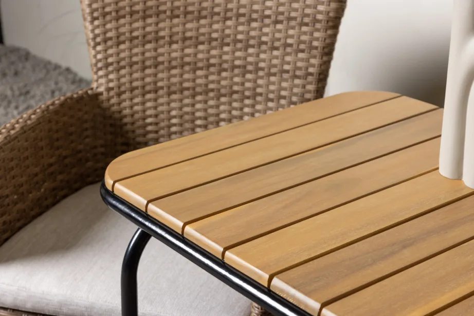 Ristkülikukujuline aiamööbli komplekt Holmbeck (akaatsiapuit, kunstrotangist toolid), GR23389 – 10