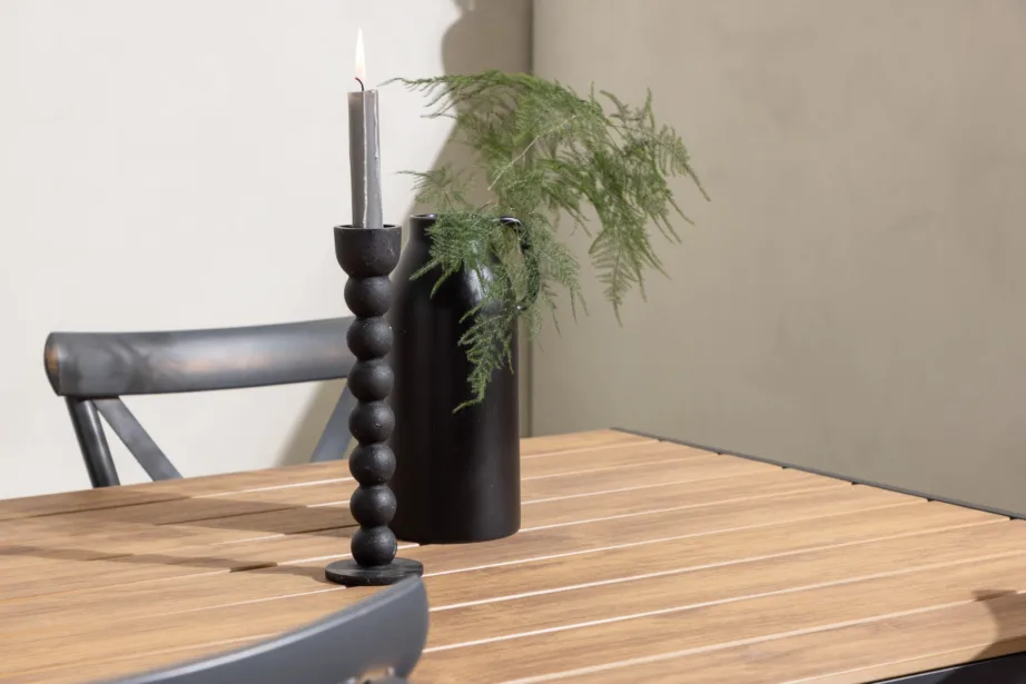 Ristkülikukujuline aiamööblikomplekt Break – must alumiinium, naturaalne laud, 4 tooli, GR23344 – 10