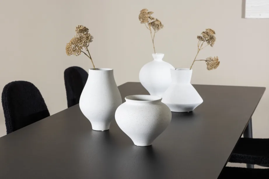 Ristkülikukujuline must söögilaua komplekt: Ellis laud 230×85 cm ja 6 Polar terastooli bukleekattega, GR24603 – 10