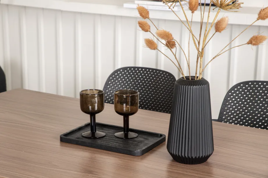 Ristkülikukujuline söögikomplekt Tempe – pähklitooni MDF laud ja mustad plastiktoolid, GR22980 – 10