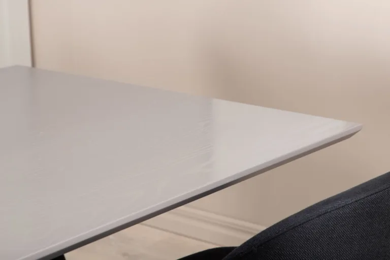 Ristkülikukujuline söögilaua ja mustade velvettoolide komplekt Piazza (hall MDF, 6 tooli) - GR22263