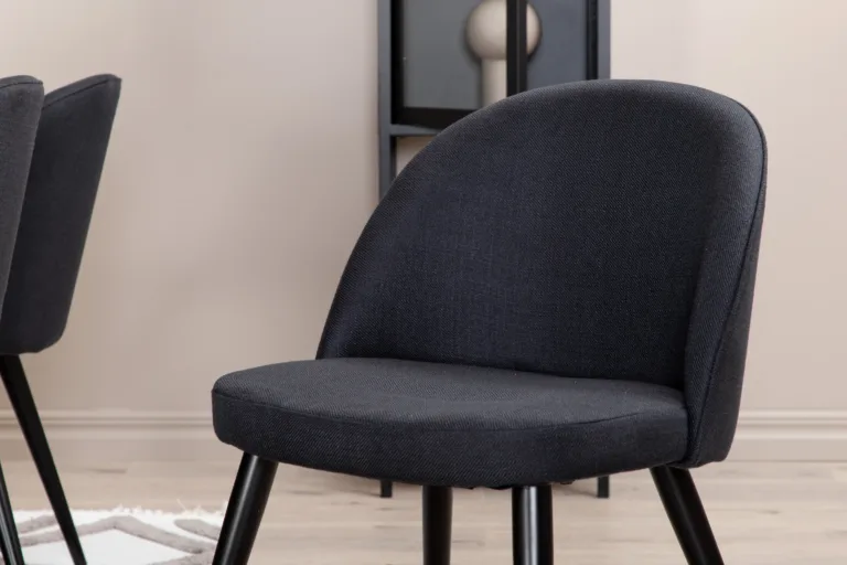 Ristkülikukujuline söögilaua ja mustade velvettoolide komplekt Piazza (hall MDF, 6 tooli) - GR22263