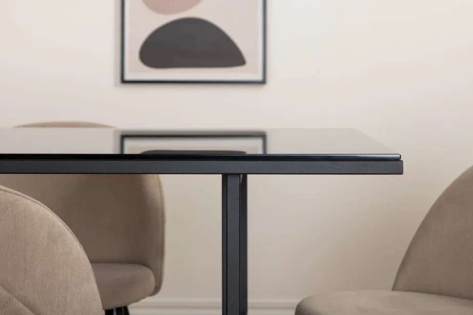 Ristkülikukujuline söögilaua komplekt Leif (suitsuklaas, 6 beeži polsterdatud tooli), GR22139 – 9