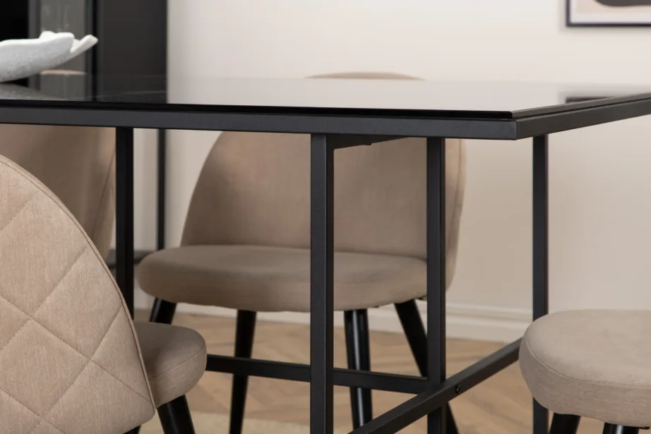 Ristkülikukujuline söögilaua komplekt Leif (suitsuklaas, 6 beeži polsterdatud tooli), GR22139 – 10