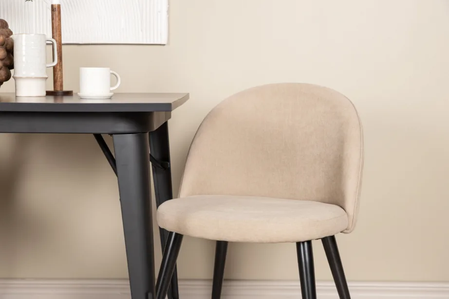 Ristkülikukujuline söögilaua komplekt Tempe (must MDF, 2 beeži polsterdatud tooli), GR22931 – 10