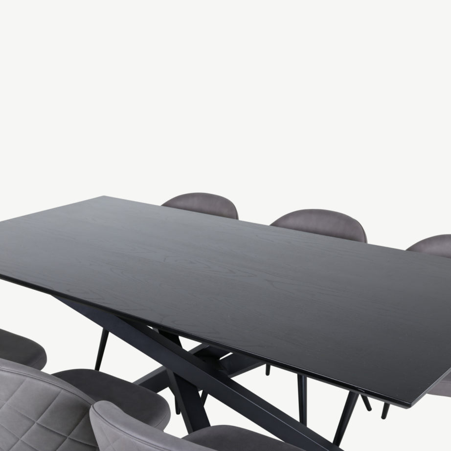 Ristkülikukujuline söögilauakomplekt Piazza (must laud, hallid mikrokiud toolid, 6 tk), GR22277 – 3