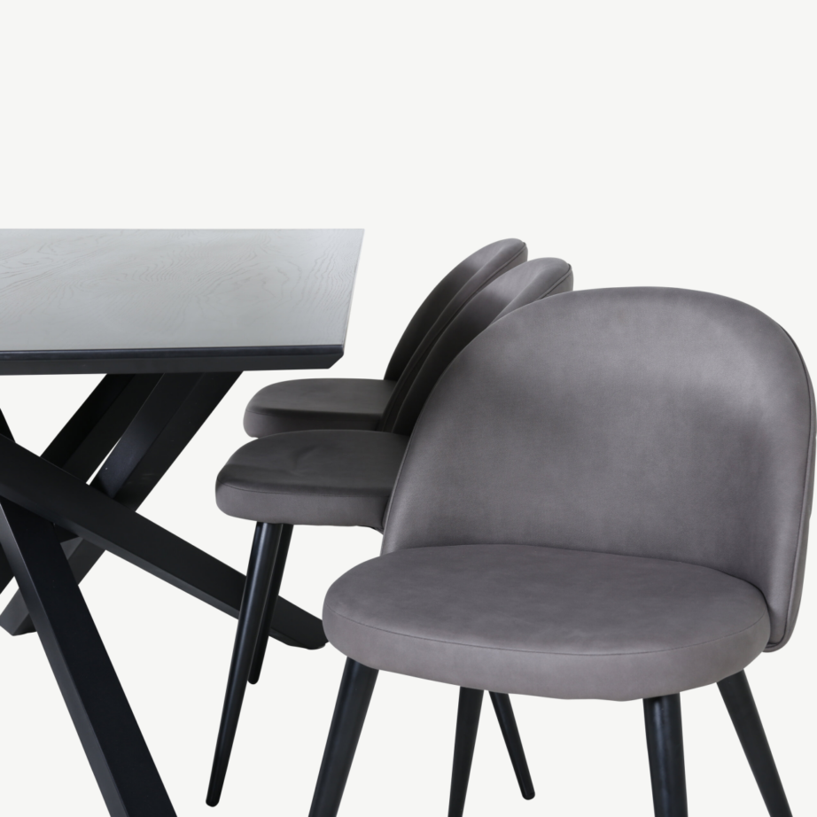 Ristkülikukujuline söögilauakomplekt Piazza (must laud, hallid mikrokiud toolid, 6 tk), GR22277 – 4