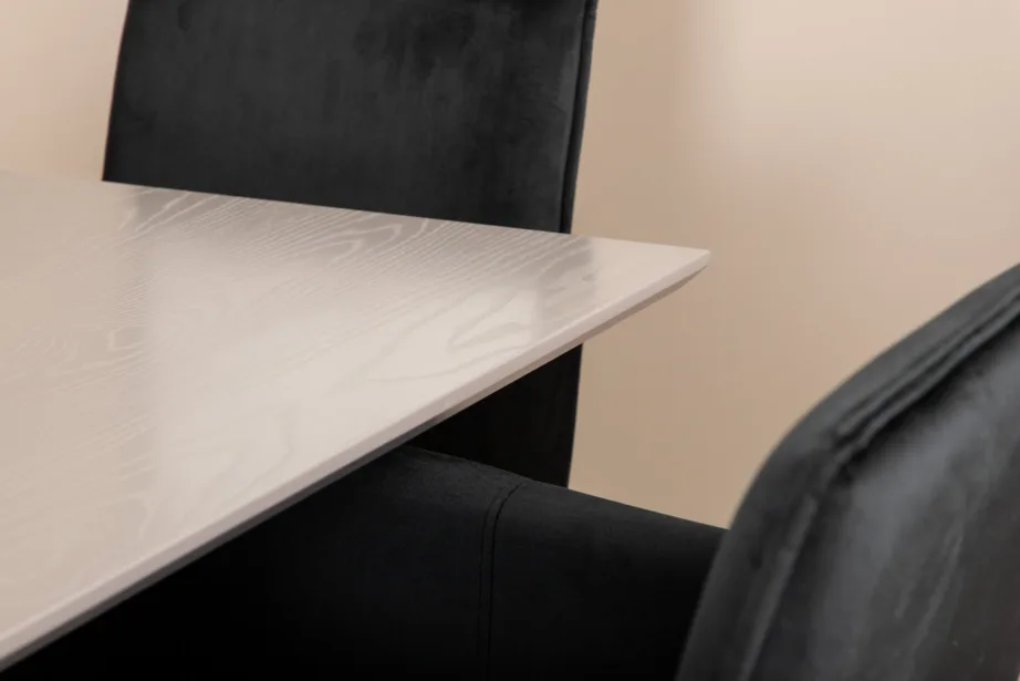 Ristkülikukujuline söögilaud Piazza ja 6 musta sametist Petra tugitooli (MDF, vasksete jalgadega), GR22265 – 9