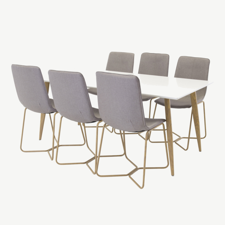 Ristkülikukujuline söögilaud Polar ja hallid X-toolid (valge MDF, 180x90 cm) - GR24191