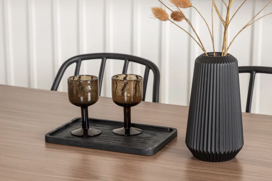 Ristkülikukujuline söögilaud Tempe ja mustad Dyrön toolid (pähklivärvi MDF, 4 kohta), GR22984 – 10