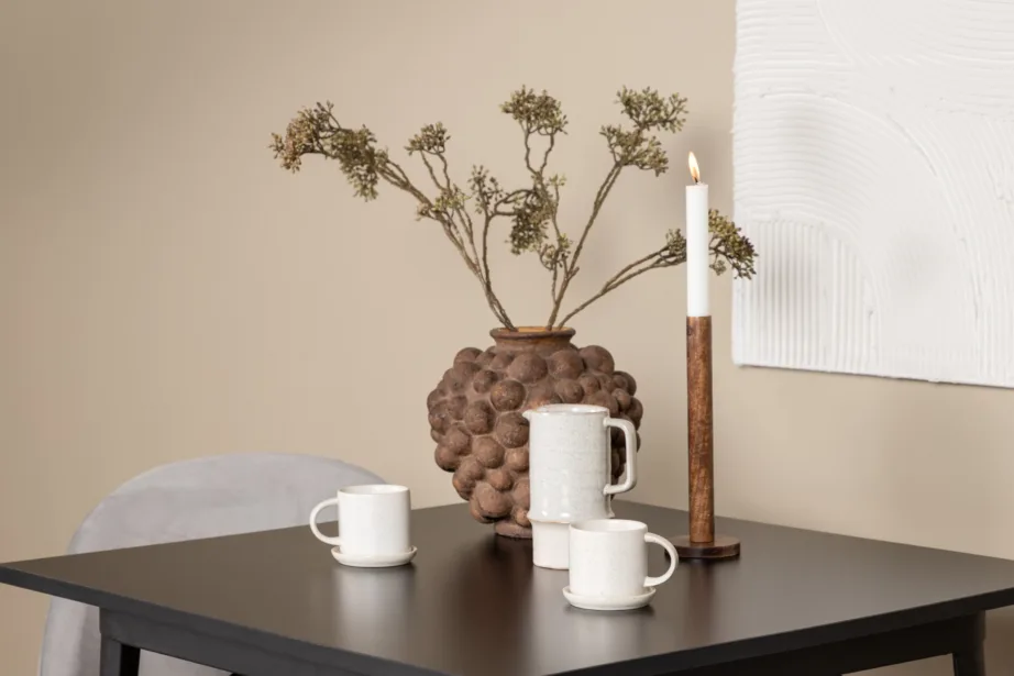 Ristkülikukujuline söögilaud Tempe ja sametist tool (must, hall), GR22937 – 11