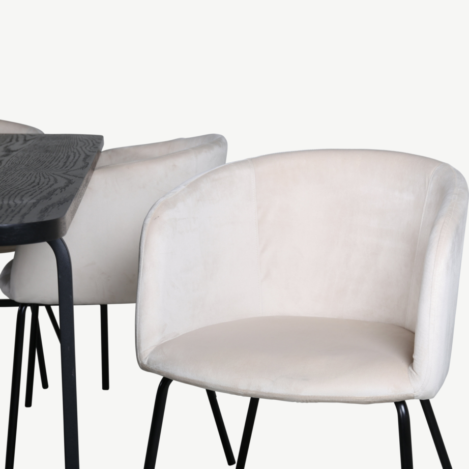 Ristkülikukujuline söögilaud Uno ja 6 beeži sametkattega tooli, GR22408 – 4