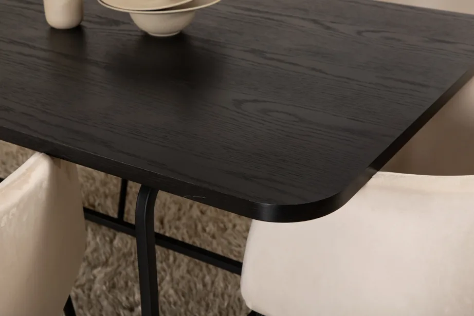 Ristkülikukujuline söögilaud Uno ja 6 beeži sametkattega tooli, GR22408 – 10