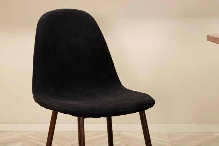 Ristkülikukujuline söögilaud Uno ja Polar toolid (pähklivineer, must metall, 200x90cm) - GR22147