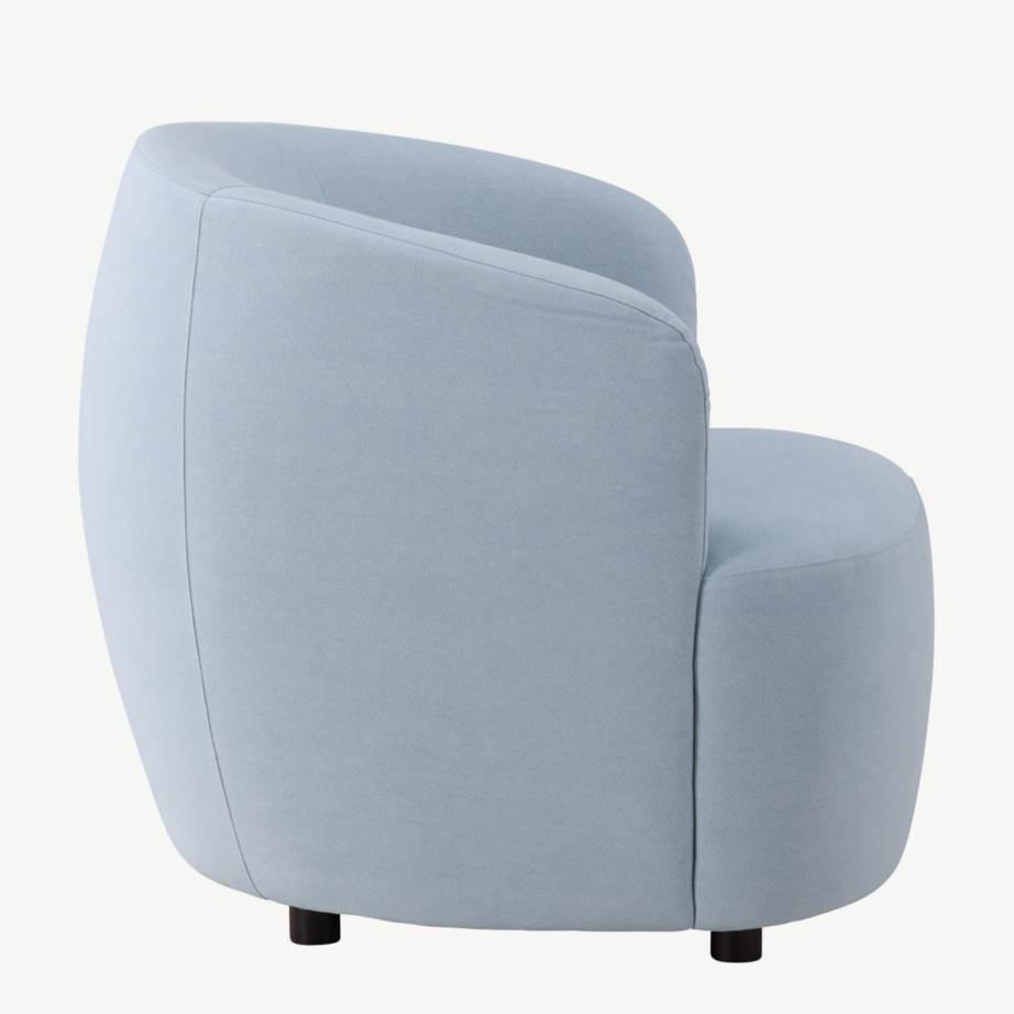 Sinine polüester-linane tugitool Bobbo (ümar disain, mustad jalad), 62037-555 – 2