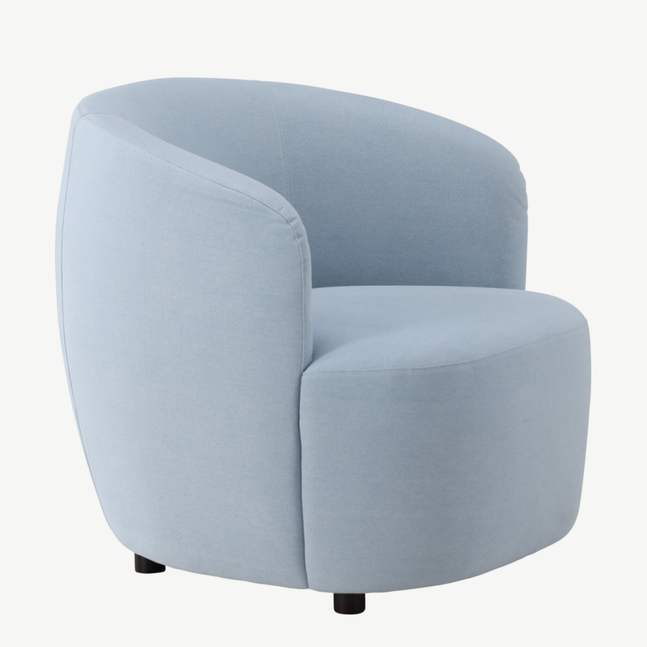 Sinine polüester-linane tugitool Bobbo (ümar disain, mustad jalad), 62037-555 – 3