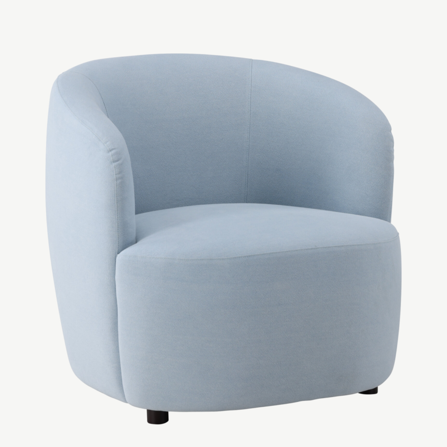 Sinine polüester-linane tugitool Bobbo (ümar disain, mustad jalad), 62037-555 – 4