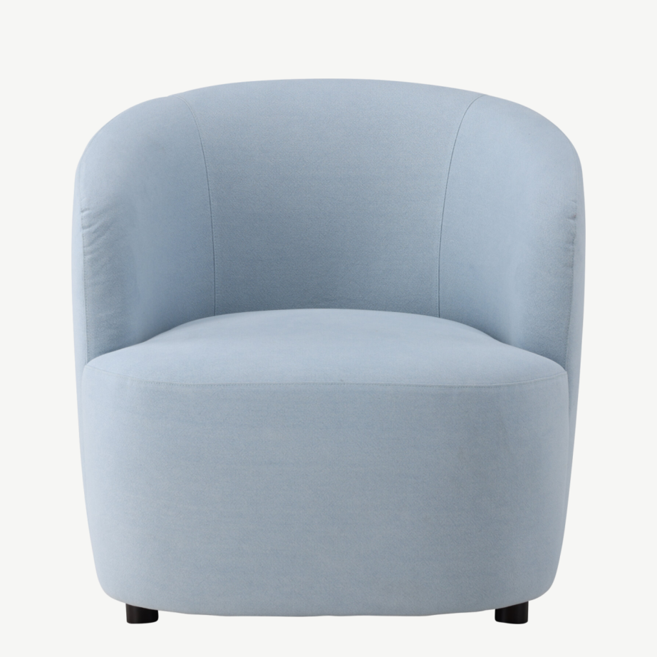 Sinine polüester-linane tugitool Bobbo (ümar disain, mustad jalad), 62037-555 – 5