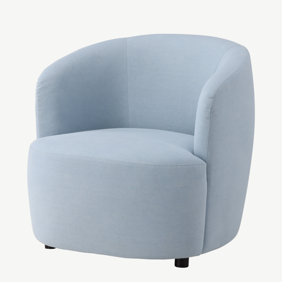 Sinine polüester-linane tugitool Bobbo (ümar disain, mustad jalad), 62037-555