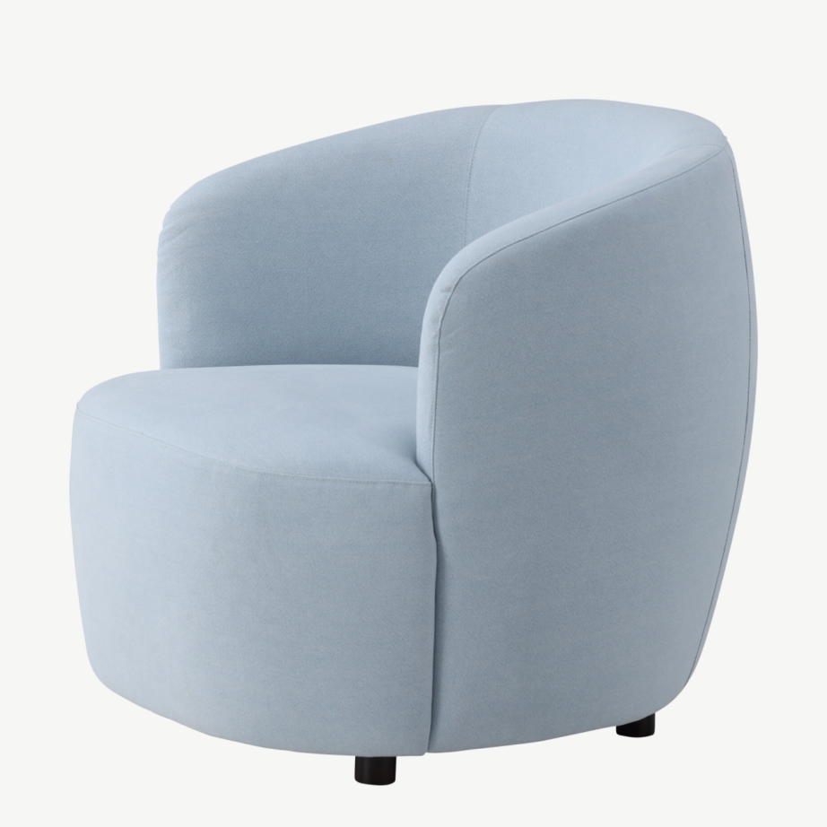 Sinine polüester-linane tugitool Bobbo (ümar disain, mustad jalad), 62037-555 – 6