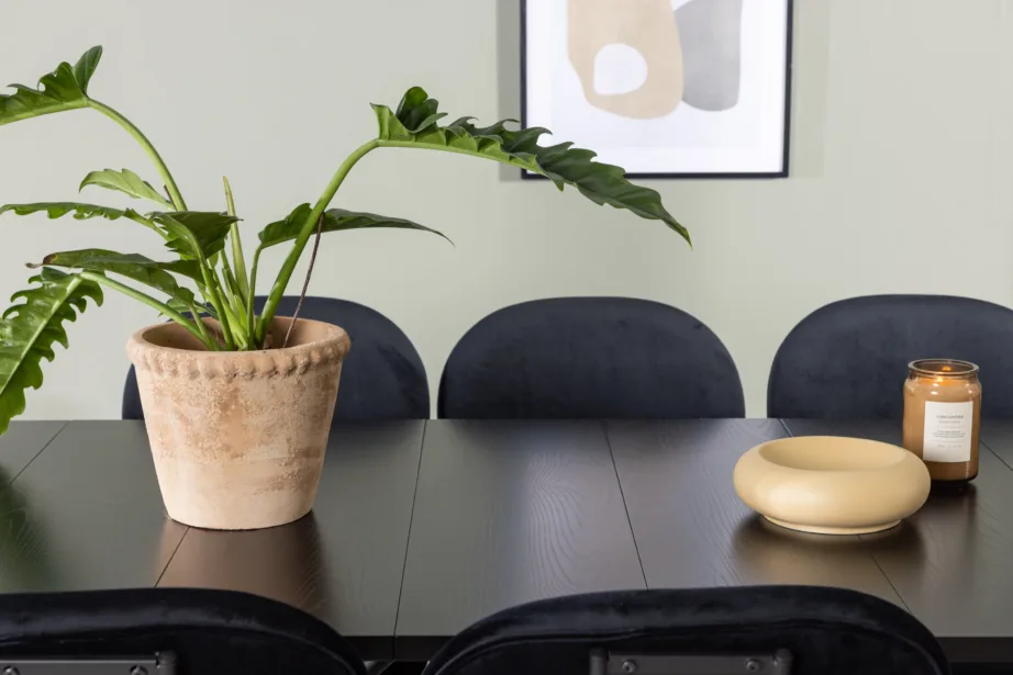 Skandinaavia stiilis must söögikomplekt Astrid lauaga ja Stella toolidega (MDF, samet, 200x90cm), GR23516 – 7