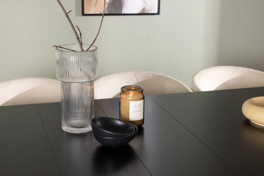 Skandinaavia stiilis söögilaua ja toolide komplekt Astrid & Berit (must laud, beežid toolid, 200×90 cm), GR23529 – 7