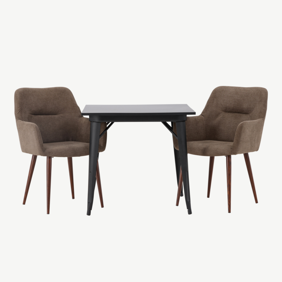 Skandinaavia stiilis söögirühm Tempe musta lauaga ja pruunid kangast tugitoolid Tomorrow, GR23898 – 5