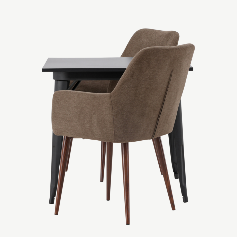 Skandinaavia stiilis söögirühm Tempe musta lauaga ja pruunid kangast tugitoolid Tomorrow, GR23898 – 7