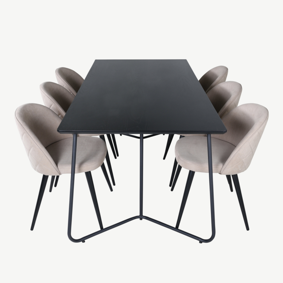 Skandinaavia stiilis söögitoakomplekt Petra musta lauaga ja beežide pehmete toolidega, GR22337 – 3