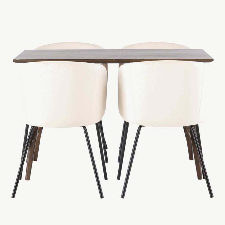 Söögikomplekt Kaseidon, tumepruun laud ja beežid polsterdatud Berit toolid, GR23871 – 2