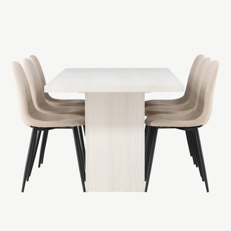 Söögilaua komplekt Olga valge peitsiga lauaga ja Polar buklee toolid (6 kohta), GR23715 – 3