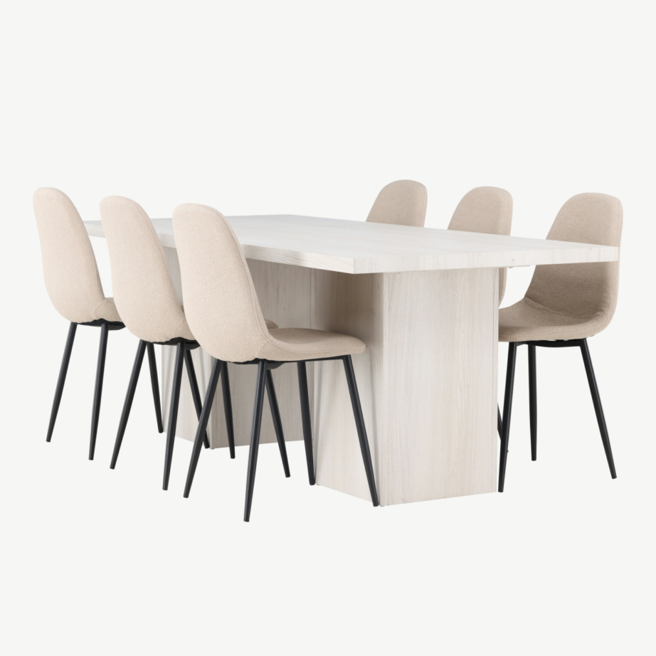 Söögilaua komplekt Olga valge peitsiga lauaga ja Polar buklee toolid (6 kohta), GR23715 – 4