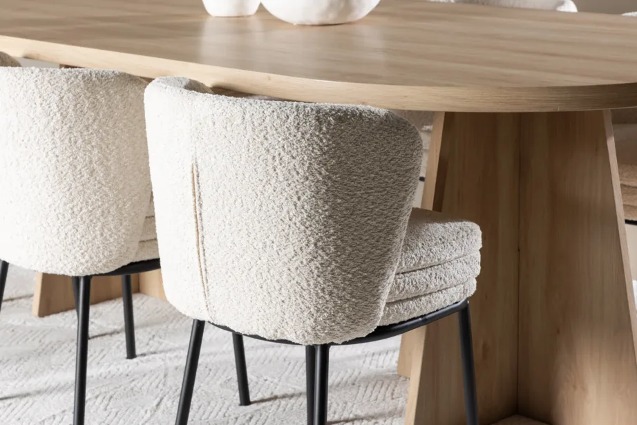 Söögilauakomplekt Bootcut laud ja Agnes toolid (looduslik MDF, buklee, 6 tooli), GR24555 – 9