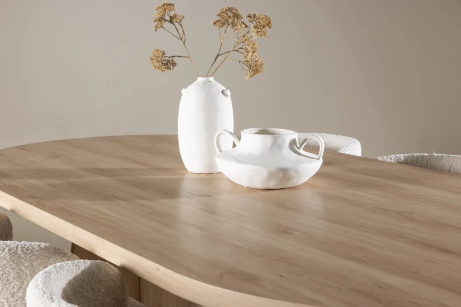 Söögilauakomplekt Bootcut laud ja Agnes toolid (looduslik MDF, buklee, 6 tooli), GR24555 – 10