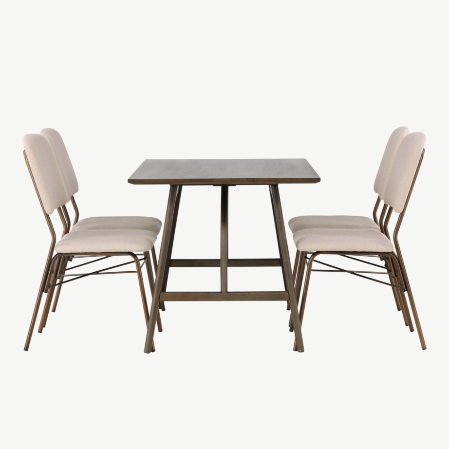 Söögilauakomplekt Kaseidon lauaga ja beežide Seda toolidega (MDF, teras, tumepruun, 4 tooli), GR23860 – 3