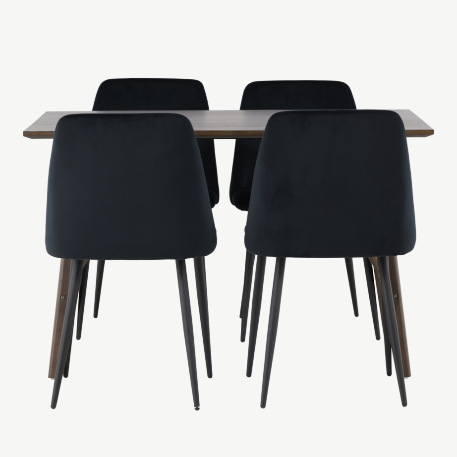 Söögilauakomplekt Kaseidon laud ja Night toolid (tumepruun, must samet), GR23864 – 2