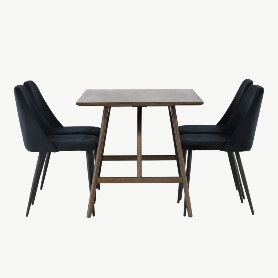 Söögilauakomplekt Kaseidon laud ja Night toolid (tumepruun, must samet), GR23864 – 3