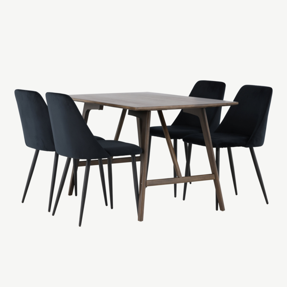 Söögilauakomplekt Kaseidon laud ja Night toolid (tumepruun, must samet), GR23864 – 4