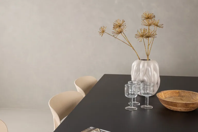 Söögilauakomplekt Vail, must MDF laud ja 6 beeži Åstol tooli - GR22979
