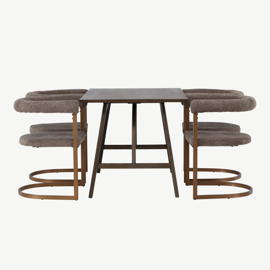 Söögitoa komplekt Kaseidon Morning – tumepruun MDF laud ja buklee kangaga toolid, GR23859 – 3