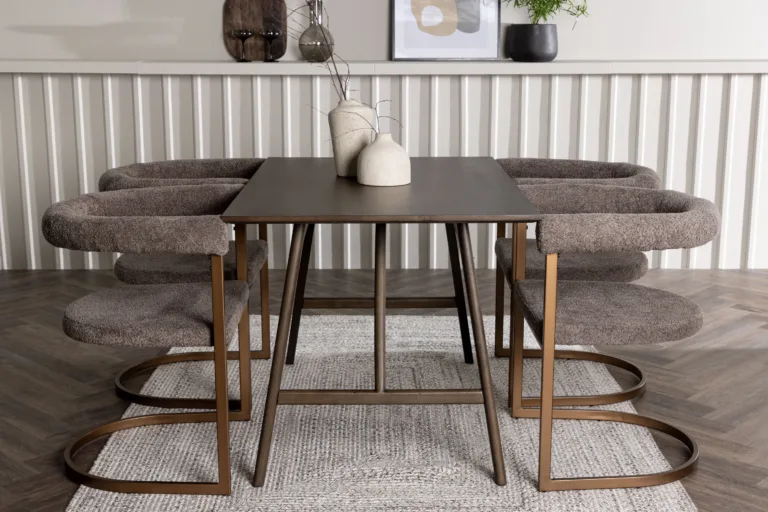 Söögitoa komplekt Kaseidon Morning – tumepruun MDF laud ja buklee kangaga toolid - GR23859